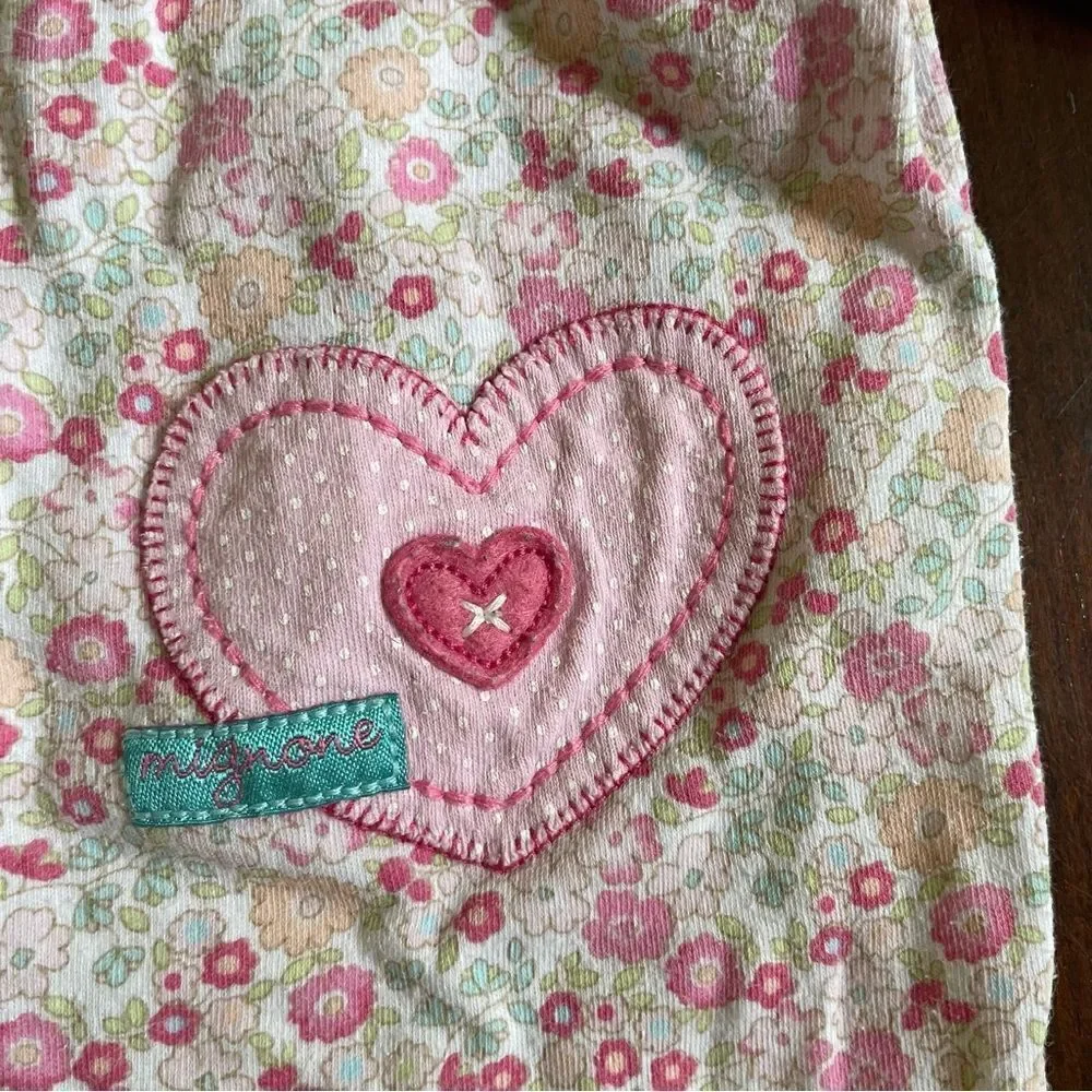 Mon Caramel Baby Girl Floral Cotton Footed Pajamas/ Collared Outfit Size 6 M